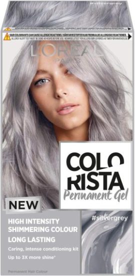 L'Oreal Paris Colorista silver grey permanent hair colour pack with a high intensity shimmering shade